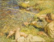 John Singer Sargent A Man Fishing Spain oil painting artist